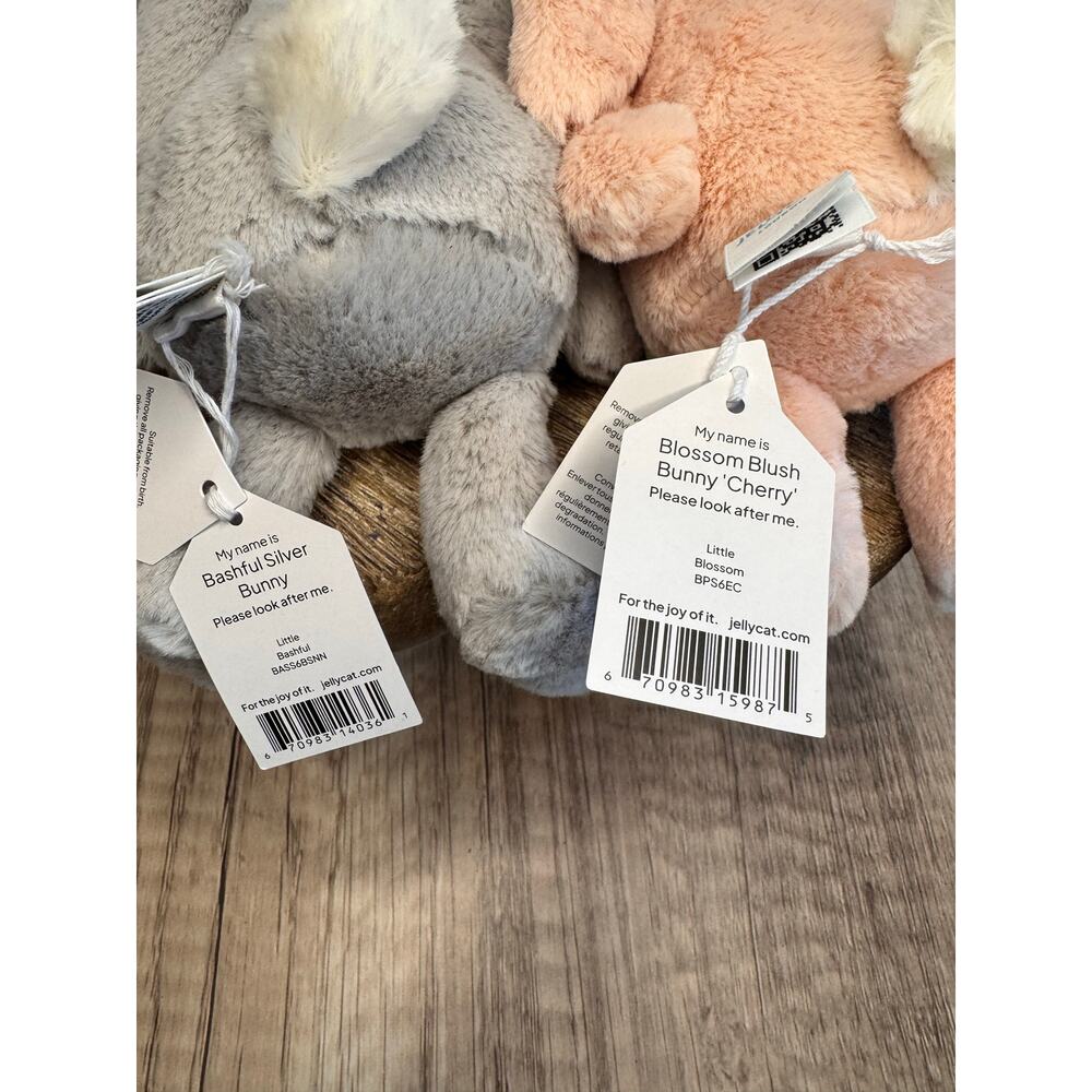 BUNNY BUNDLE Blush Bunny Cherry, Silver Bunny Small Jellycat Bashful Bunny - Picture 6 of 6